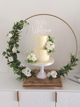 2 tier white & green wedding cake
